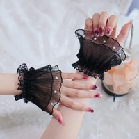 Manchette en organza pour photographie d'ongles, avec dentelle perlée et double couche de maille, pour poignets de style féerique Loli/JK