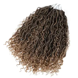 Fechadura cabelo de crochê 14 polegadas, cabelo encaracolado skinny rio fauxs locais ondulado crochê tranças cabelo encaracolado