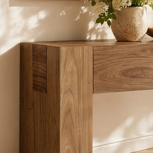 Table <span class=keywords><strong>console</strong></span> KUMUSI en <span class=keywords><strong>bois</strong></span> de chêne naturel, design simple - Product Image 3