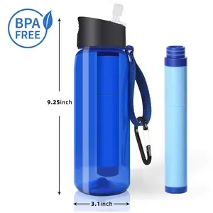 BPA-freie Wasserfilterflasche Lebensstrohflasche für Camping Wandern Reisen