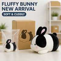 Peluche personnalisée Lapin Noir et Blanc en Coton PP Brodé Tissu Ultra Doux Polyester Unisexe Vente en Gros Direct Usine OEM ODM
