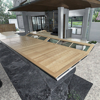 Fabricant Porte de garage moderne Chêne blanc américain Bois massif Perspective Fenêtres Surface finie pour villa