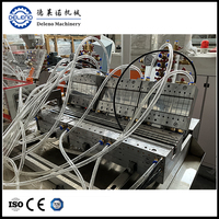 Fabricants d'extrudeuses de plastique UPVC/PVC/WPC/PE, ligne de production d'extrusion de profilés pour fenêtres à persiennes, cadre/coin/profil, machine DELENO