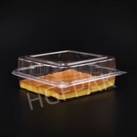 Boîte à hamburger carrée transparente en plastique jetable de 64 oz avec couvercle à charnière, en RPET/PET, pour pâtisserie, gâteaux et plats à emporter