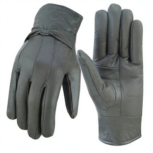 Gants de conduite en cuir gris pour femmes, unisexes, toutes saisons, noirs, doux au toucher, confortables et antidérapants - Product Image 1