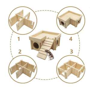 Jaula de Madera Sólida Plegable para Hámster, Tipo Villa, con Múltiples Habitaciones, Escalera de <span class=keywords><strong>Escape</strong></span>, Moderna, para Hámster, Conejo, Gallina, Sala de Estar - Product Image 1