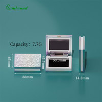 Boîte à poudre compacte carrée personnalisée, irisée, électro-plaquée, avec coussin magnétique, rechargeable, couleur unique, vide