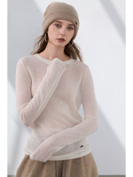Pull en cachemire pur à 100 % pour femme, style vintage, coupe ajustée, col rond, couche de base, chaud et doux pour l'hiver