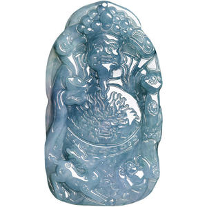 Pendentif en Jade Naturel Bleu Eau de Jade, le Dieu de la Richesse, Style Chinois, UNISEXE, Cadeau avec Certificat d'Expertise FG82 - Product Image 5