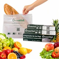 Emballage écologique PLA PBAT biodégradable résistant à la chaleur pour aliments surgelés, salades, gâteaux, sacs refermables compostables avec logo personnalisé