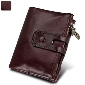 Black Zipper Leather Men's Wallet Vintage Crazy Horse Cowhide Contacts Wallet <b>Purse</b> Crazy Horse Casual Genuine Clip Genuine - Product Image 4