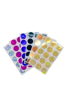 Lot <span class=keywords><strong>de</strong></span> rouleaux d'étiquettes à gratter holographiques rondes <span class=keywords><strong>de</strong></span> 16 mm, dorées, pour le suivi des défis d'épargne - Product Image 5