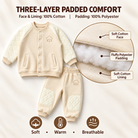 Ensemble de vêtements d'intérieur d'hiver pour enfants en gros, en coton jacquard, écologique, respirant, avec couche d'air douce, échantillon numérique personnalisé disponible en 7 jours