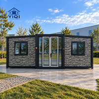 Villa conteneur moderne extensible de 20 pieds avec mur-rideau en verre – Maison préfabriquée élégante pour projets de villégiature panoramique