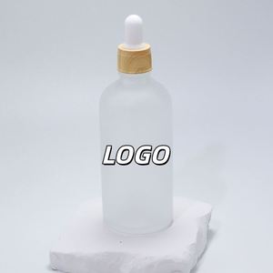 5ml 10ml 15ml 20ml 30ml 50ml 100ml Frosted Clear Essential <b>Oil</b> Glass Dropper <b>Bottle</b> With Plastic Bamboo Dropper Cap - Product Image 1
