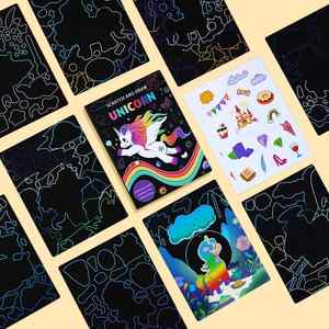 Kits de Proyectos DIY, Regalos, Libro de Dibujo Mágico Colorido, Papel para Rascar con Efecto Arcoíris, Arte para Niños - Product Image 6