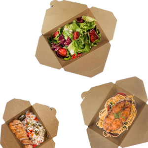 Custom Printed Recycled Kraft Paper Food Packaging <b>Box</b> with Varnishing and Handle for Fried Chicken - Product Image 1