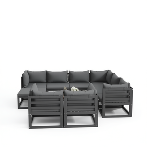 Conjunto Modular de Muebles de Jardín en Madera de Acacia Sólida Gris Oscuro para 10 Personas, Diseño Contemporáneo - Product Image 1
