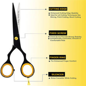 กรรไกรตัดผม Body Fence ขนาด 6 นิ้ว สีดำ แบบแบน สำหรับช่างทำผมมืออาชีพ ทำจากสแตนเลส อุปกรณ์สำหรับช่างตัดผม - Product Image 3