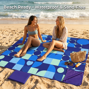 Coperta da <span class=keywords><strong>Spiaggia</strong></span> <span class=keywords><strong>in</strong></span> Microfibra ad Asciugatura Rapida 140x178cm 200gsm Stampa Scamosciata GRS OEKO Impermeabile con Tasca Triangolare Posteriore e Scomparto Nascosto per Telefono - Product Image 1
