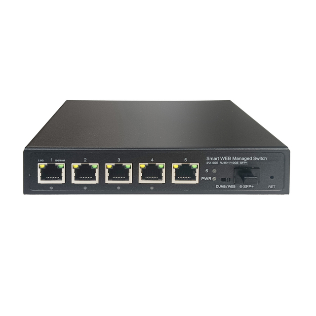Custom 5-Ports 2.5G RJ45 10G SFP+ Uplink Web Managed VLAN QoS IGMP Desktop 45Gbps Capacity Enterprise Ethernet Network Switch