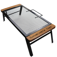 Outdoor Anti-scottatura Manico In Legno di Campeggio Barbecue Ferro Da Tavolo Comodo Pieghevole Netto Tavolo Da Campeggio