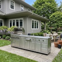 Armoire de cuisine extérieure essentielle pour barbecue en acier inoxydable 304, évier de cuisine extérieure modulaire écologique pour jardin et cour arrière
