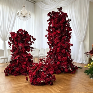 Accessoires de photomaton : Hortensias vert foncé <span class=keywords><strong>Venus</strong></span>, Roses roses, Fleurs artificielles, Ranunculus, Housse de coussin, Fleurs pour arche de toile de fond pour mariages - Product Image 5