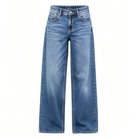 Jeans de style bureau pour femme, taille basse, coupe droite ample, en denim extensible, style décontracté tendance à la cheville