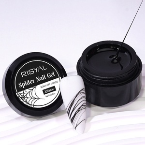 RISYAL Gel de <span class=keywords><strong>dessin</strong></span> pour nail art à effet scintillant fin – Emballage individuel, soie élastique, motif araignée, <span class=keywords><strong>fleur</strong></span>, design transfrontalier, noir, blanc, argent - Product Image 6