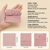 Pochette à bijoux pliable carrée en microfibre suédée Luda avec logo personnalisé, 7x7 cm, pour bague, boucles d'oreilles, collier, emballage cadeau