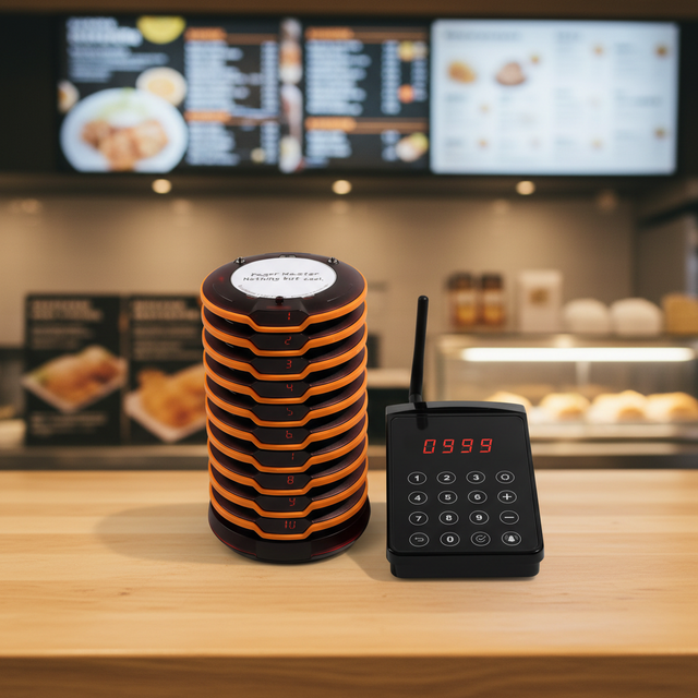 Portable Coaster Pager Set Wireless Long Distance Queue System for Restaurant Bar Hospital & Clinic Scenarios with 10 Units