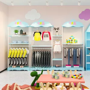 Expositor personalizado para lojas de roupas infantis, expositor de parede para lojas de roupas infantis