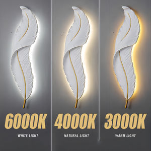 Design creativo moderno piuma camera da letto comodino soggiorno sfondo lampada da parete a Led resina decorativa 90cm rotonda illuminazione nordica - Product Image 3