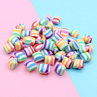 Vente en gros de cabochons plats en pâte polymère dégradée arc-en-ciel de 11 mm, miniatures bonbons, pour breloques de slime DIY