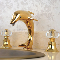 Robinet de lavabo de salle de bain moderne de luxe en laiton et céramique, monotrou, monocommande, motif dauphin