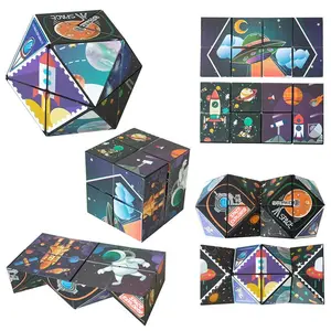 Cubes magiques géométriques infinis sur le thème de l'espace Fidget Toy 3D Puzzle Cube Multiple Shape Changes Stress Relief Magic Cube Puzzle Toy