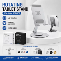 Support de téléphone de bureau Portable en alliage d'aluminium Rotation à 360 degrés Supports de téléphone portable pour tablette pliante