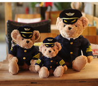 Ours en peluche personnalisé avec logo, pilote de ligne, hôte de bord, uniforme d'aviation, cadeau, peluche super douce en coton PP
