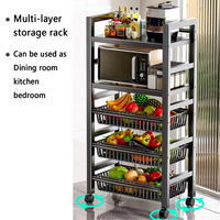 Chariot de rangement de cuisine multi-niveaux sur roulettes, étagère pour micro-ondes et support pour casseroles