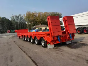 China Fabrikant Verkoopt 40 50 Ton Lowboy Oplegger Zware Machines Laden Vrachtwagen Aanhangwagen Lage Bed Oplegger
