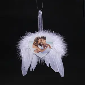 DIY LOGO Popular Christmas Gift Sublimation feather angel wings ornaments