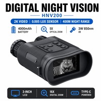 Jumelles de vision nocturne numériques HNV200, portée de 400 m, écran de 3 pouces, dispositif de vision nocturne infrarouge, observation des animaux