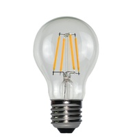 Ampoule à filament LED 4W 220V-240V E27 A60 en verre transparent vintage Edison A19 résidentielle à intensité variable 2700K blanc chaud
