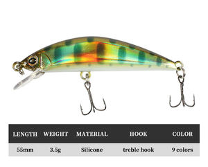 Leurre artificiel en plastique ABS rigide pour la pêche en lac et en rivière, 55 mm, 3,5 g, leurre coulant pour truite et <span class=keywords><strong>sandre</strong></span> - Product Image 2