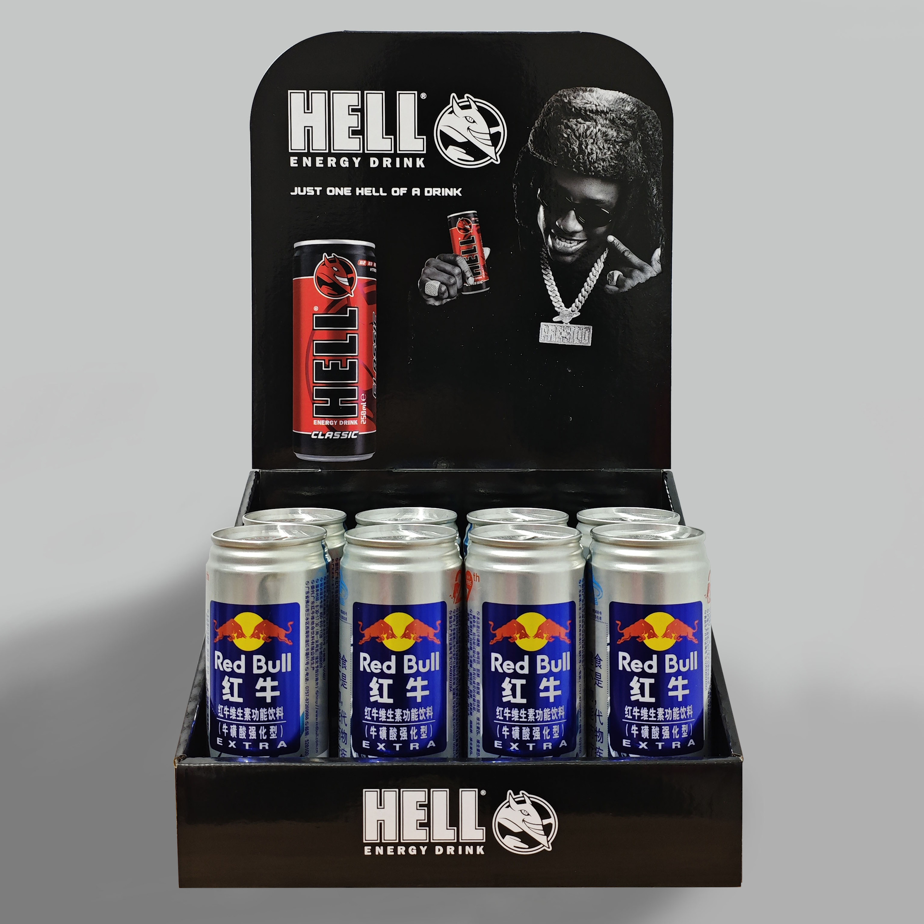 Beverage Cardboard Display Stand Portable Advertising Detachable Cans Carton Packed for Counter Top Stand for Retail Shop — view 4