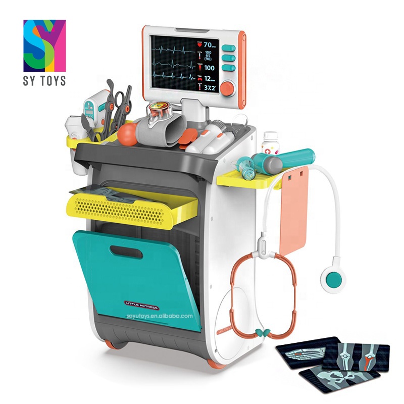SY TOYS Children pretend play doctor toys multi-function medical desk toy doctor cart play set