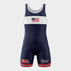 Collection Équipe USA : Justaucorps de lutte personnalisés pour hommes, uniformes de lutte, combinaisons de sport pour la compétition - Product Image 2