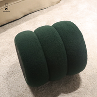 Tabouret ottoman en peluche vert foncé rond personnalisé chaise de maquillage forme cylindre empilé intérieur maison Laisure Pouf