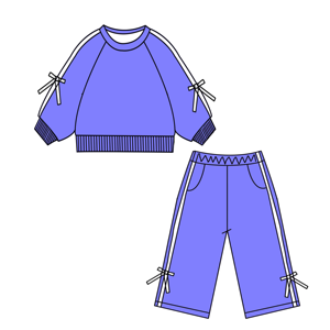 Set di <span class=keywords><strong>Abbigliamento</strong></span> alla Moda per Ragazze in Seta di Latte Ecologica, Manica Lunga con Stampa, Colore Viola - Product Image 2
